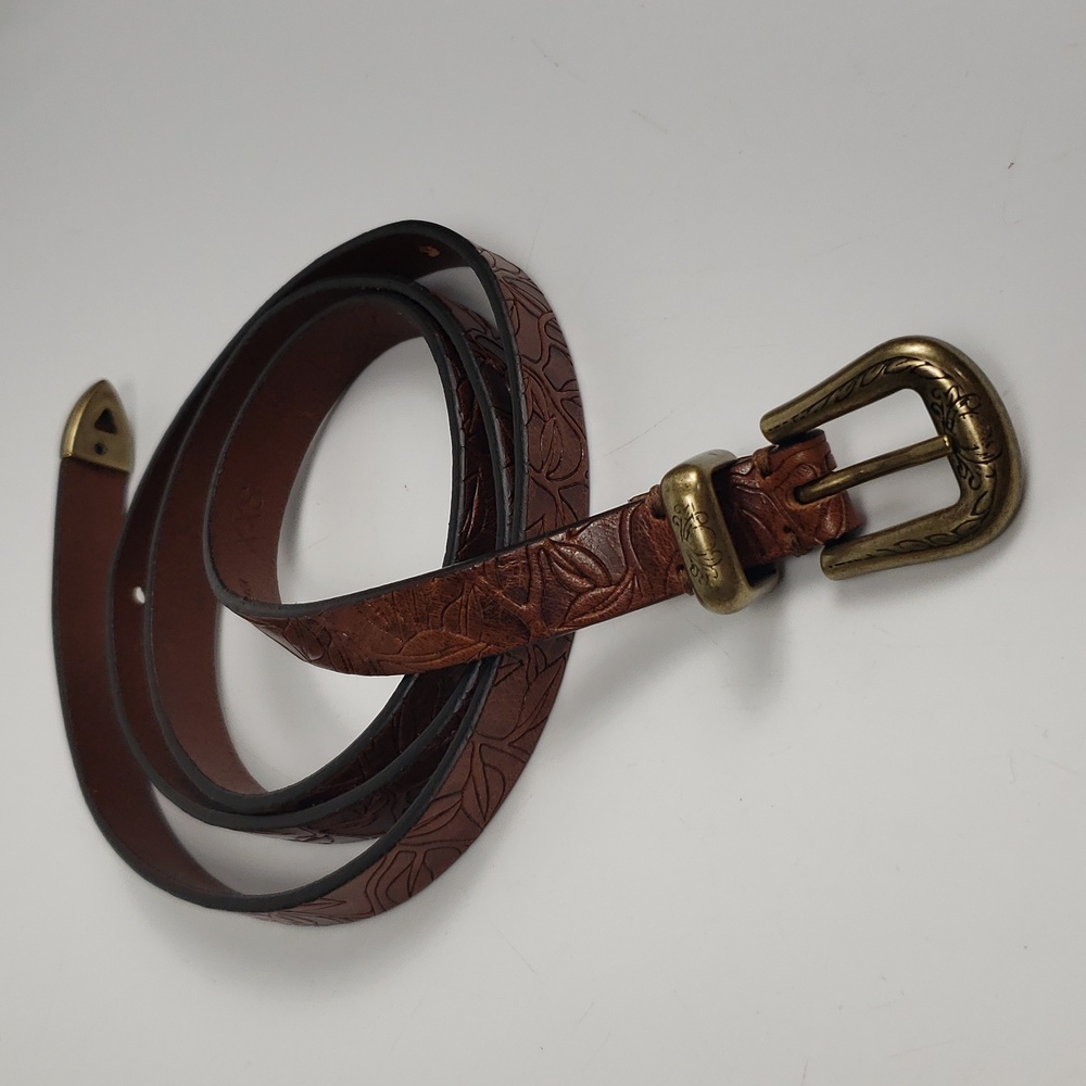 Sundance Chocolate Brown Leather Tooled Engraved Bronze Western NWOT